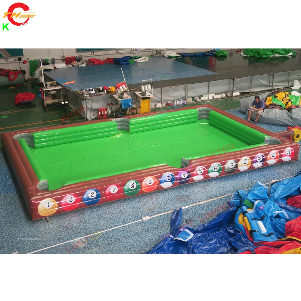 Free Shipping 12x6m PVC tarpaulin Inflatable Football Snooker Field Blow Up Foot Ball Pool Table Snookers Pitch for Sale