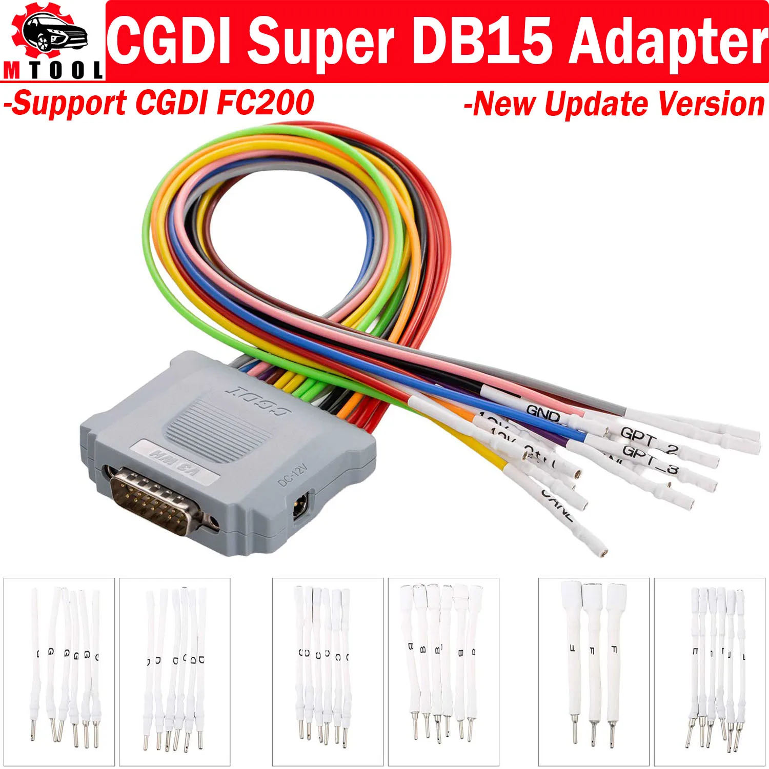 CGDI CG New DB15 Harness Adapter 16 PIN Jumper Cable for FC200 with New 12V Control and GPT-4 ECU Reading Writing