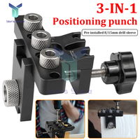 Woodworking 3 In 1 Doweling Jig Kit Adjustable Wood Dowel Punch Locator Aluminum Pocket Hole Jig Cabinet Hole Drill Guide Tool