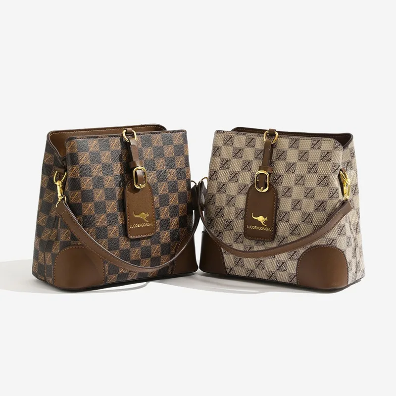 

Модная винтажная большая сумка для женщин, роскошная дизайнерская сумка-ведро с принтом, большая вместительная сумка через плечо