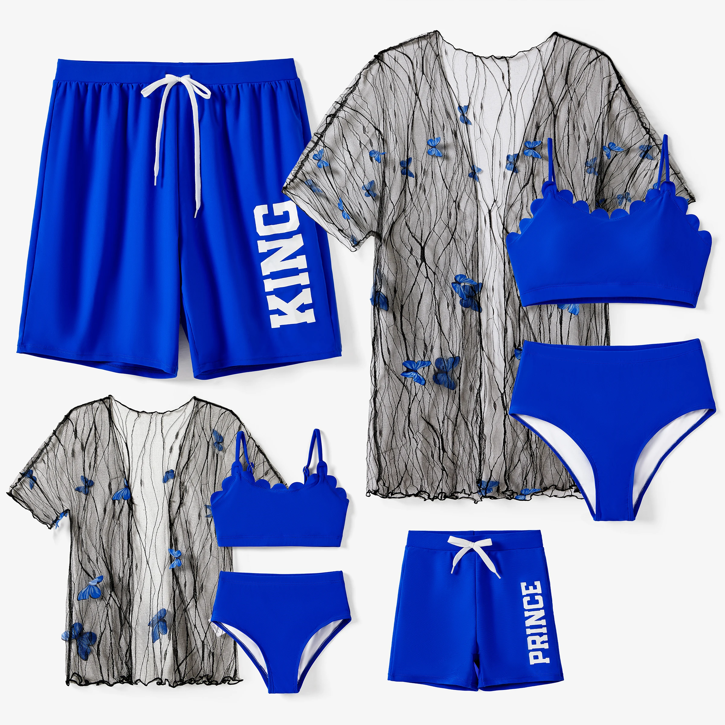 PatPat Family Matching Letter Printed Drawstring Swim Trunks or Shell Edge Bikini with Optional Cover Up