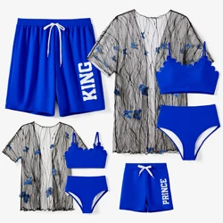 PatPat Family Matching Letter Printed Drawstring Swim Trunks or Shell Edge Bikini with Optional Cover Up