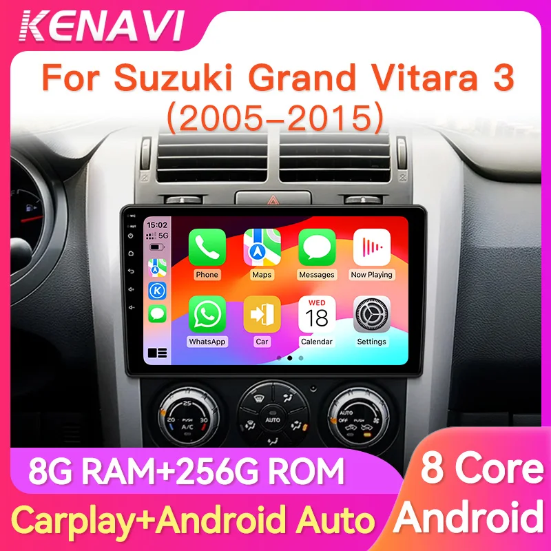 2Din Car Stereo Radio For Suzuki Grand Vitara 3 2005-2015 Lntelligent Multimedia Player GPS AM FM BT Carplay Android Auto Screen