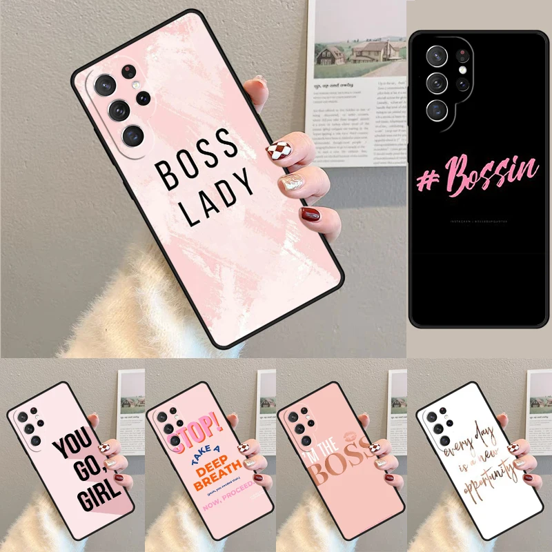 غطاء لهاتف سامسونج جالاكسي S24 S25 Ultra S21 S22 نوت 10 20 لايت بلس FE S23 حافظة هاتف فتاة بوس الوردي Coque