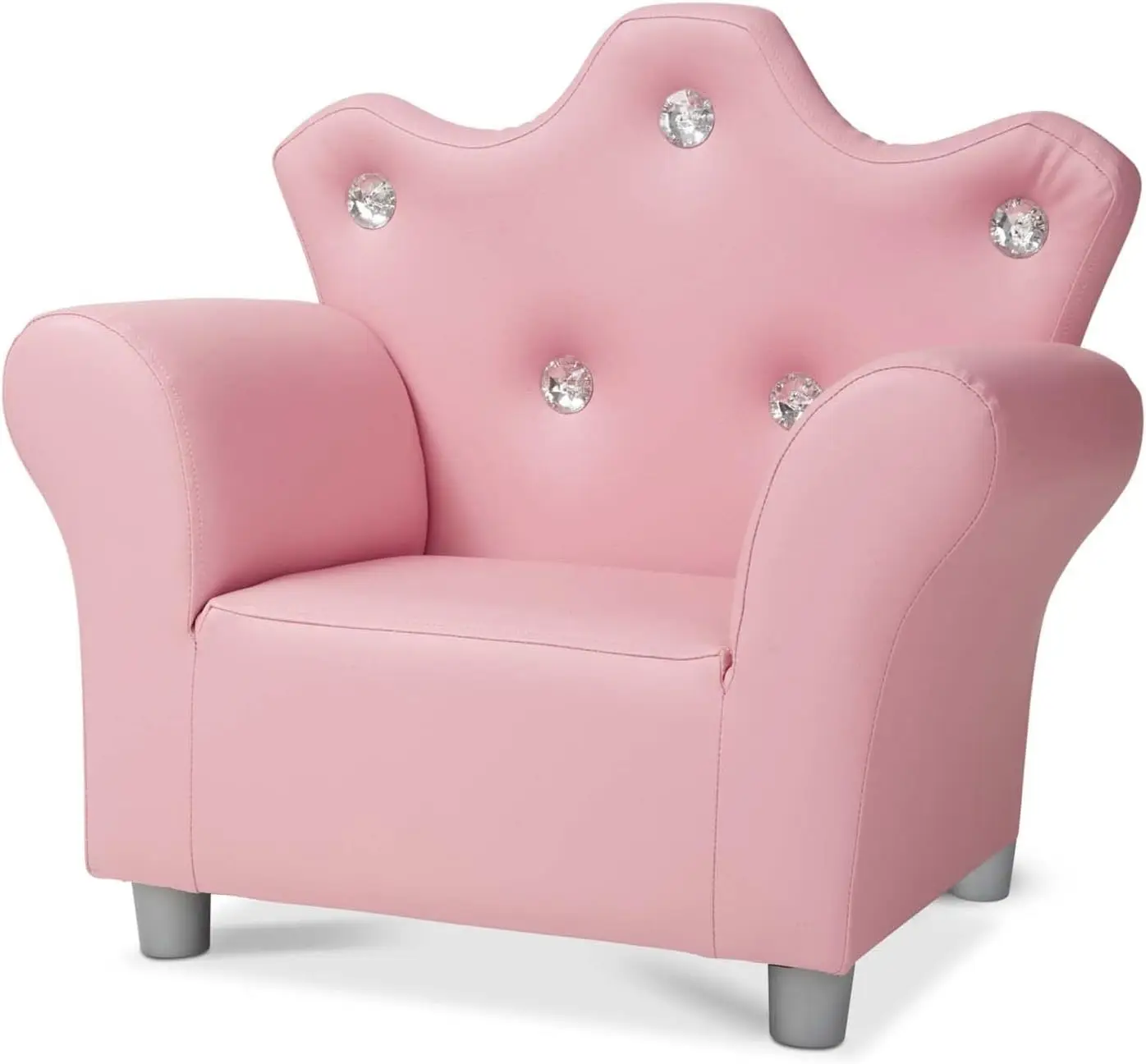 

Pink Faux Leather Child’s Crown-Back Armchair (Kid’s Furniture) - Princess Chair For Toddlers, Children's Furniture, Pink Chair