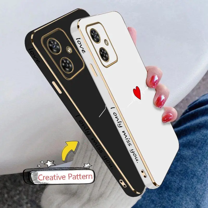 G54 Beating heart Luxury Plating Phone Case For Motorola Moto G54 Thin Shatterproof Camera Protection Moto G54 Soft Back Cover