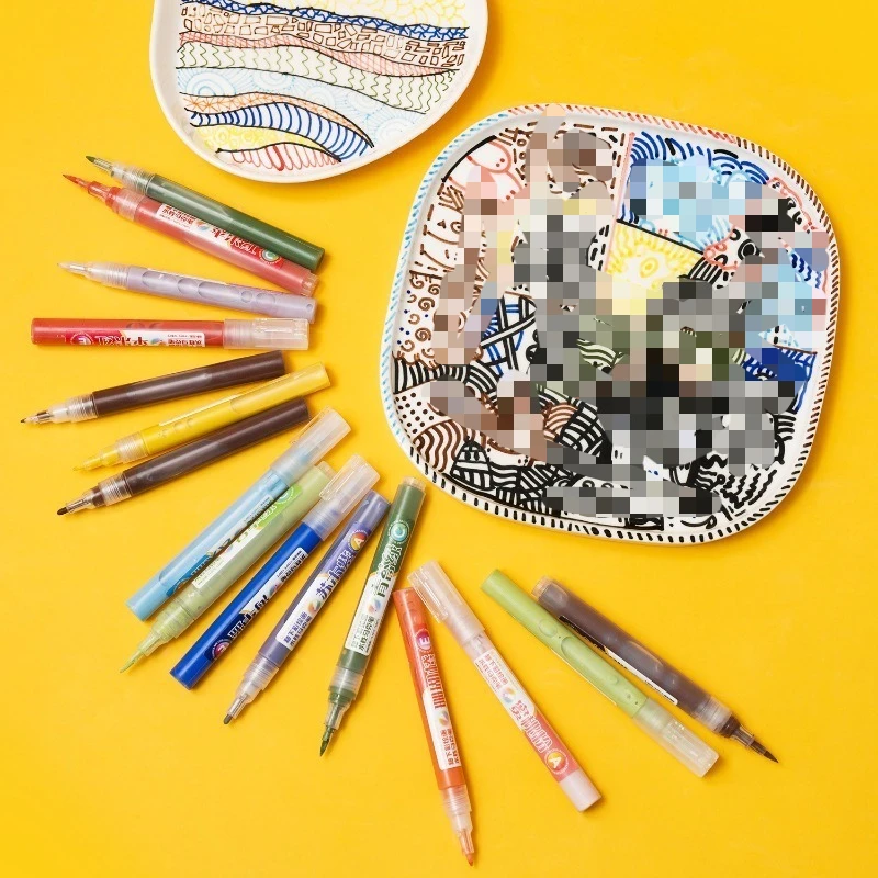 12-color Underglaze Color Water-based Marker Pen Student Children's Ceramic Painting Graffiti Pen 1150℃-1280℃