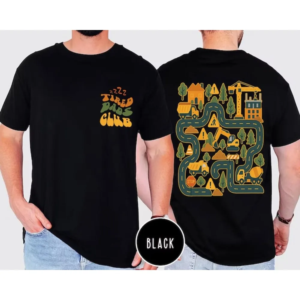 Tired Dads Club Lustiges Shirt Mat Road Car Race Track Backprint T-Shirt Einzigartiges Vatertagsgeschenk T-Shirt Herren Alltags-Baumwoll-Oberteile