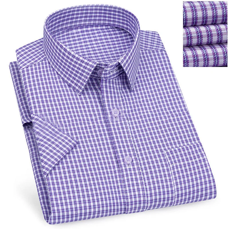 

Мужская летняя рубашка с коротким рукавом, брендовая, деловая, повседневная, рабочая, премиум-качества, в полоску и клетку, больших размеров, высшего качества, KOACUS