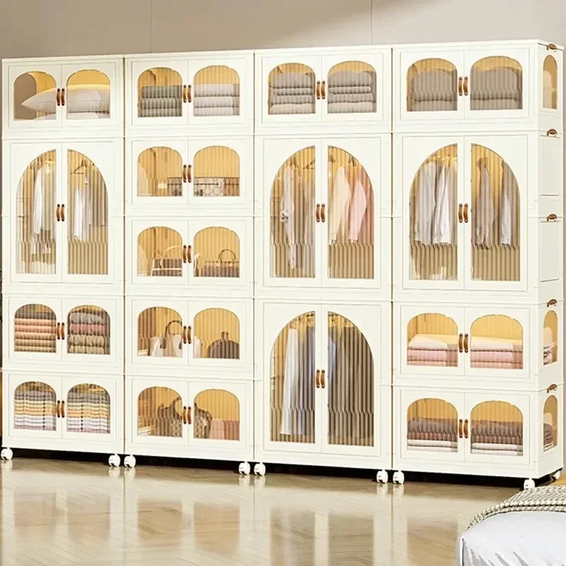 

Enlarged Wardrobe Open Closets Economical Assembly Bedroom Furniture Closet for Clothes with Storage Cabinets Organizing Bins
