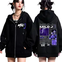 Rapero Milo J 166 álbum 2025 Tour Merch cremallera Sudadera con capucha hombres mujeres moda sudadera suelta de manga larga chaqueta con cremallera de alta calidad