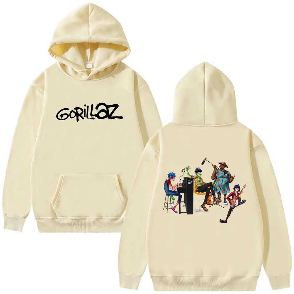 Rock Band Gorillaz Hoodie Male Vintage Oversized Pullover Men Women Hip Hop Gothic Retro Streetwear Men's Casual Fleece Hoodies