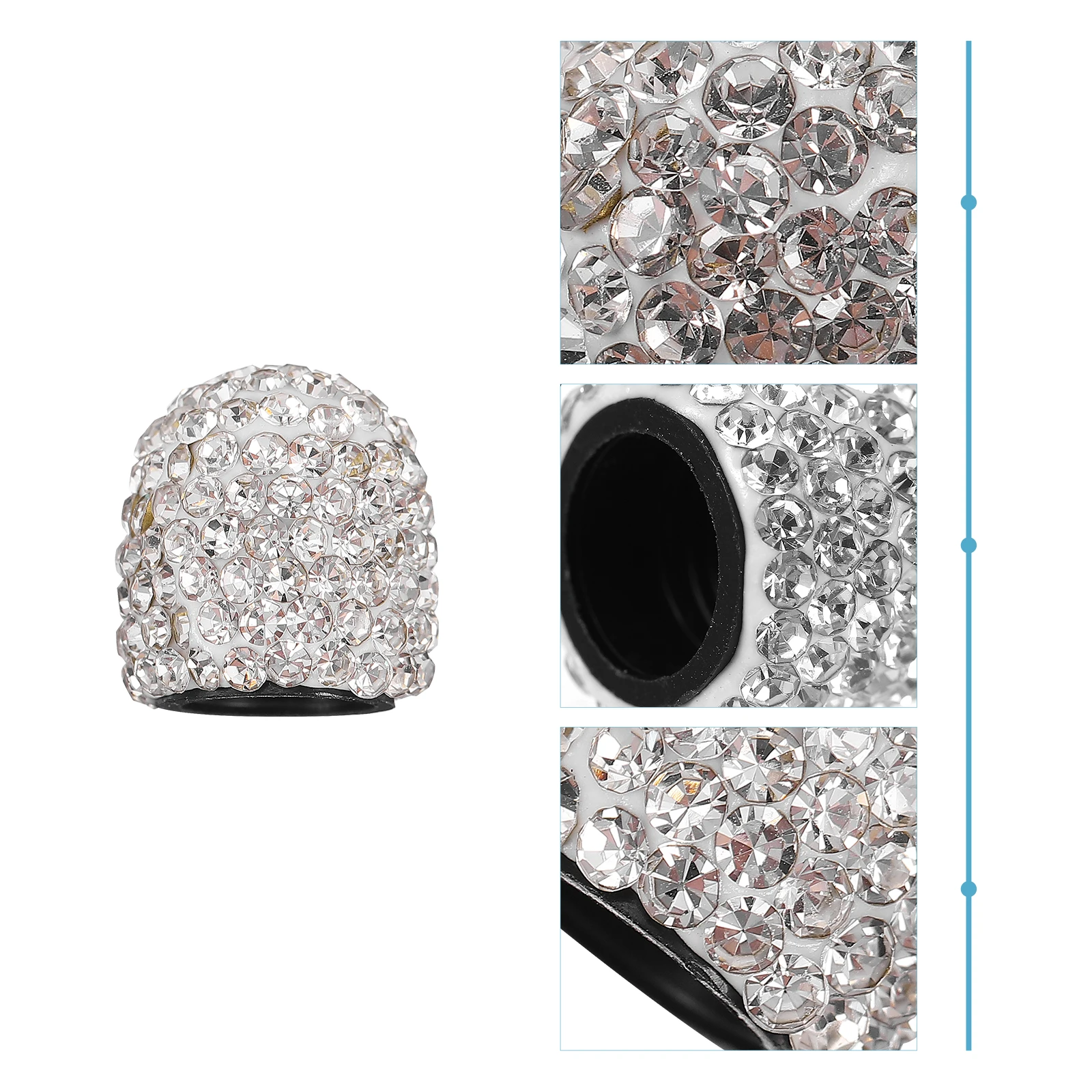 

4 Pcs Tire Valve Stem Caps Rhinestones Clay Coated Sparkling Decor Universal White Car Air Valves Protection Anti Leakage Thread