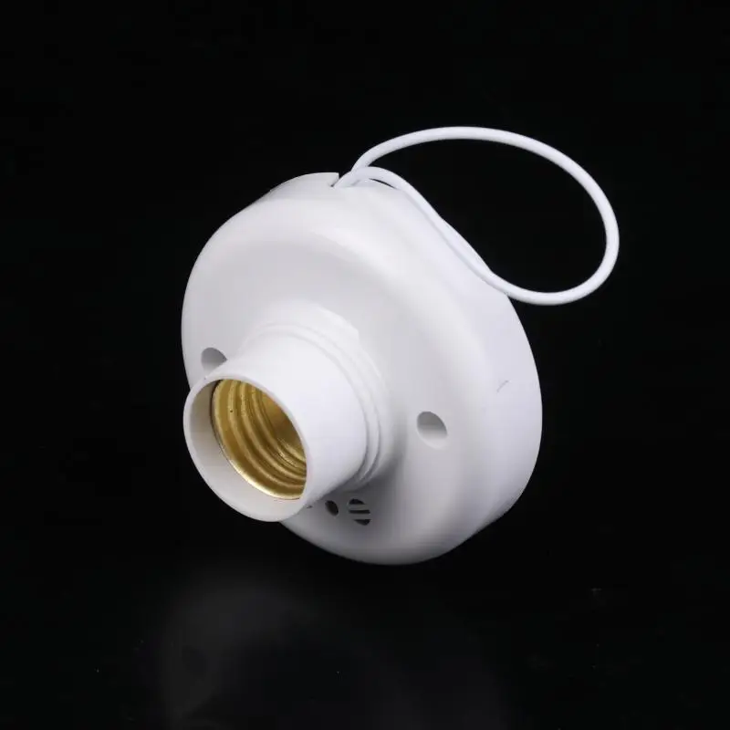 80*80*44mm White Sound Voice Control Delay Switch Light Socket Adapter E27 Screw Sensor Lamp Base AC220V LED Bulb Holder