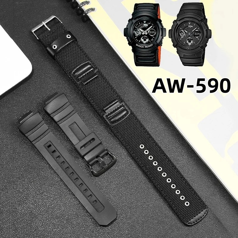 ل كاسيو AW-591 AW-590 AWG-M100 DW5600 DW-5600 G7700 تعديل النايلون حزام الساعات حزام ساعة سيليكون 16 مللي متر سوار مقاوم للماء #1