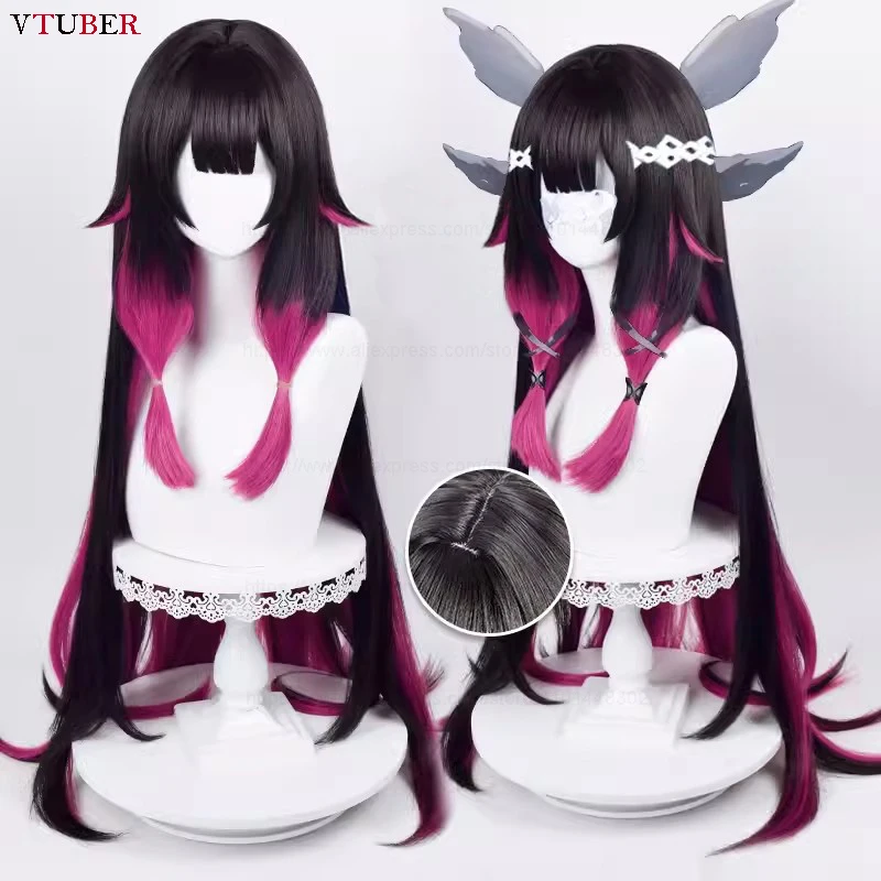 Columbina Cosplay Wig Game Fatui Colombina Long Black Rose Red Mixed Heat Resistant Synthetic Hair Anime Wigs + Wig Cap