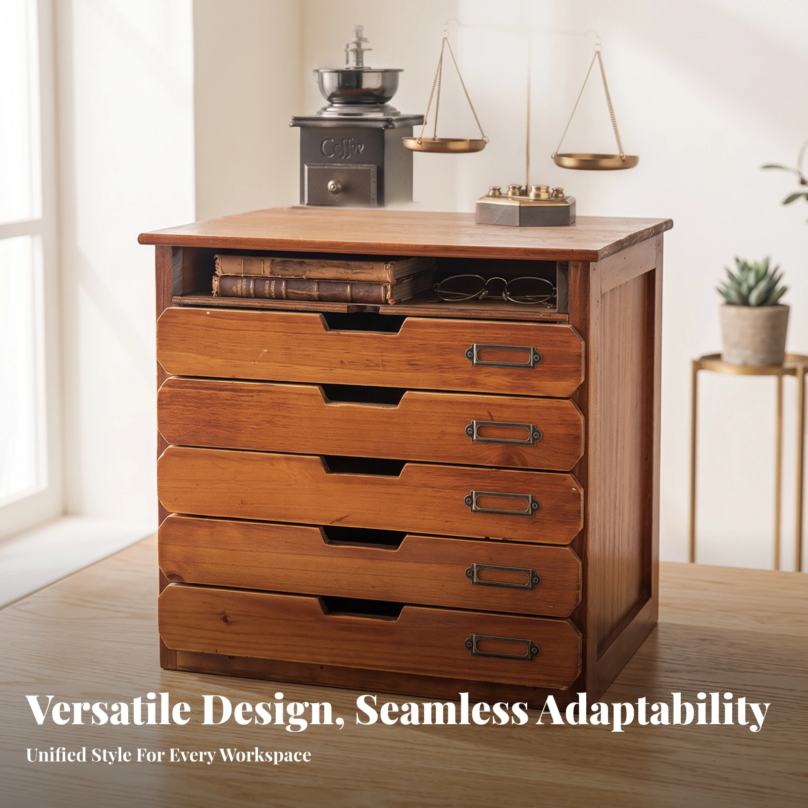Desktop Storage Cabinet with Drawers Vintage Desktop Organizer with Drawers Wooden Desk Organizer with Shelf Distressed