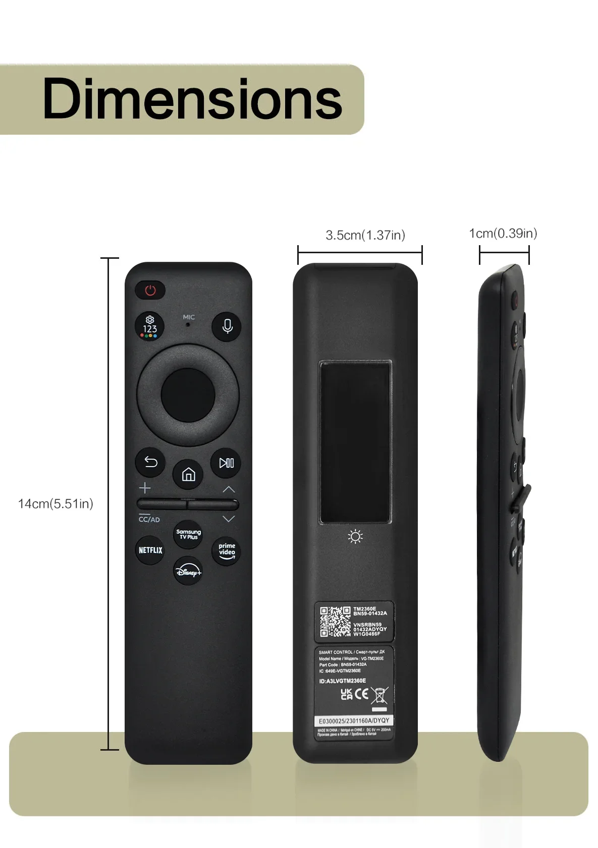 BN59-01432A/D BN59-01455E TM2360E Remote, Compatible with Samsng TV Neo QLED 8K 4K, Battery Required(not include) image 6