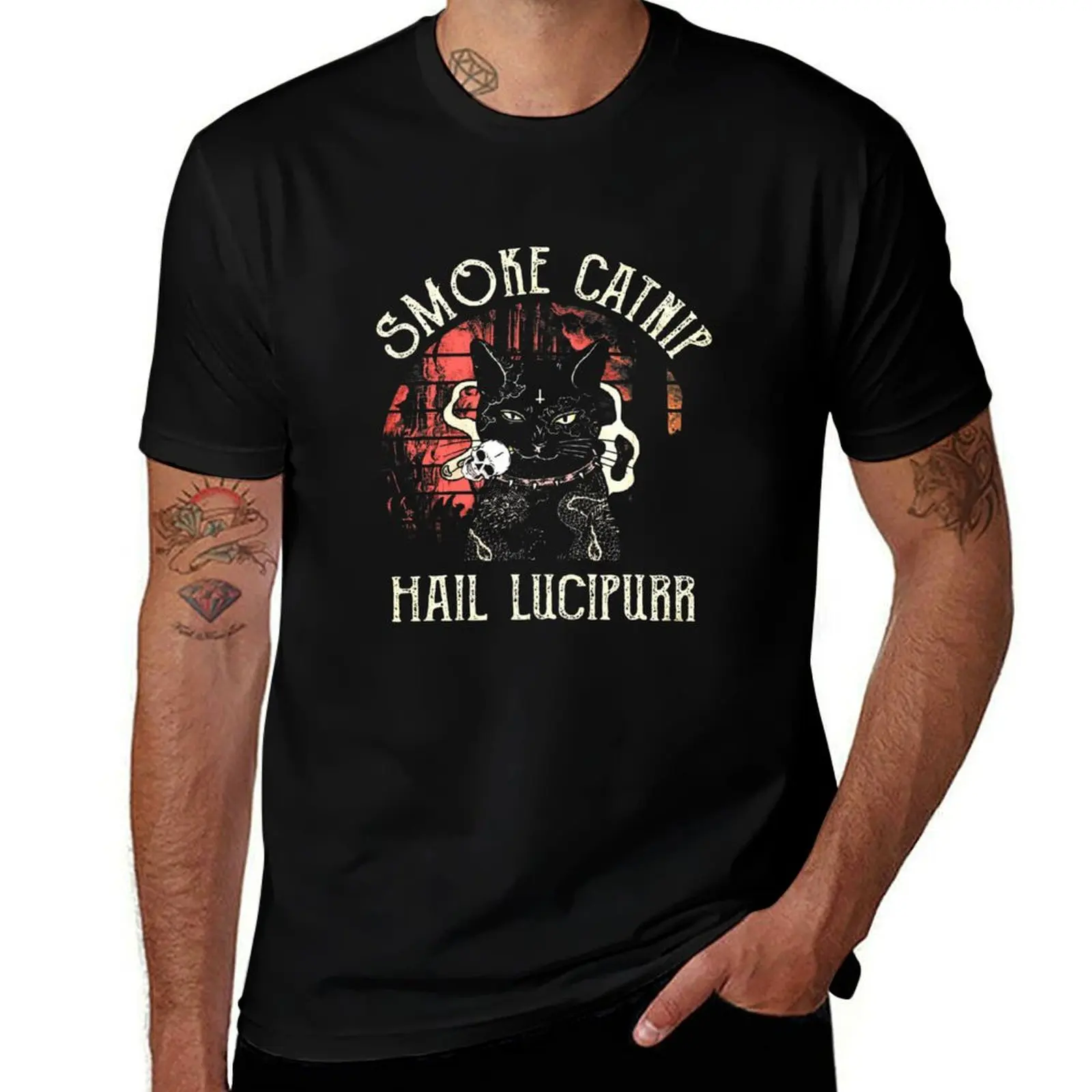 Smoke Catnip Hail Lucipurr T-Shirt Mechanic Work Tee Shirt