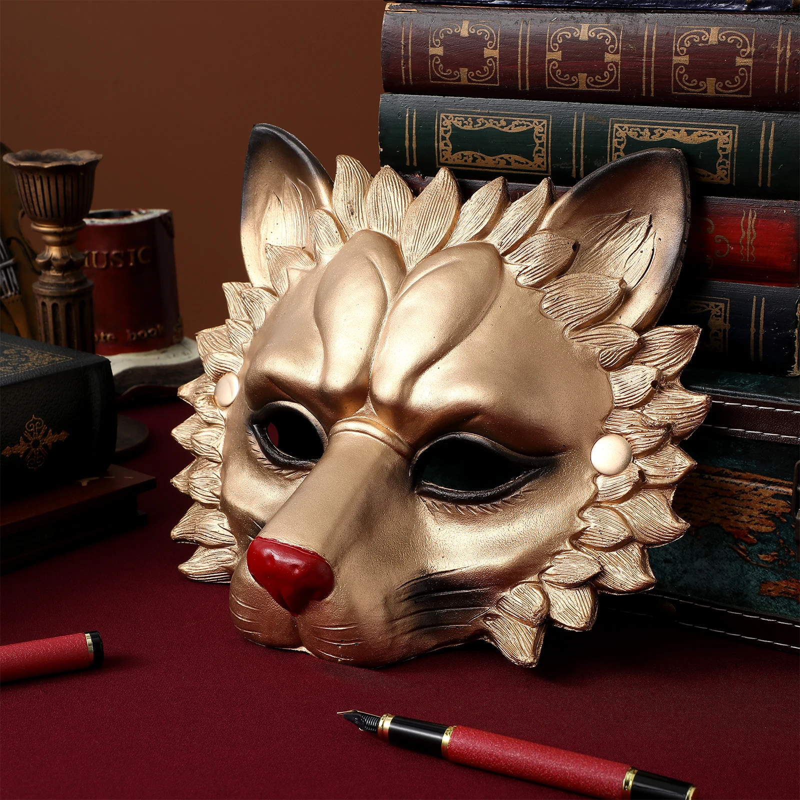 

Lion Mask Halloween Masquerade Animal Face Funny Men Head Cosplay 3D PU Comfortable Breathable Realistic Beautiful