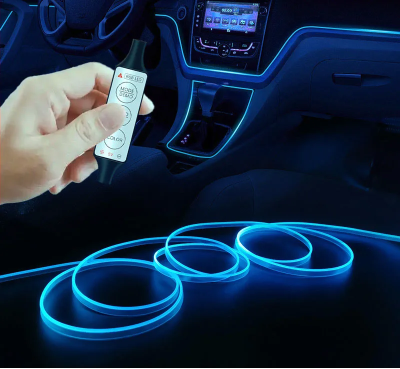 EL Cool Light Colorful Light Guide Car Atmosphere Light Bar Car Atmosphere Light Universal Style No Installation Four Central