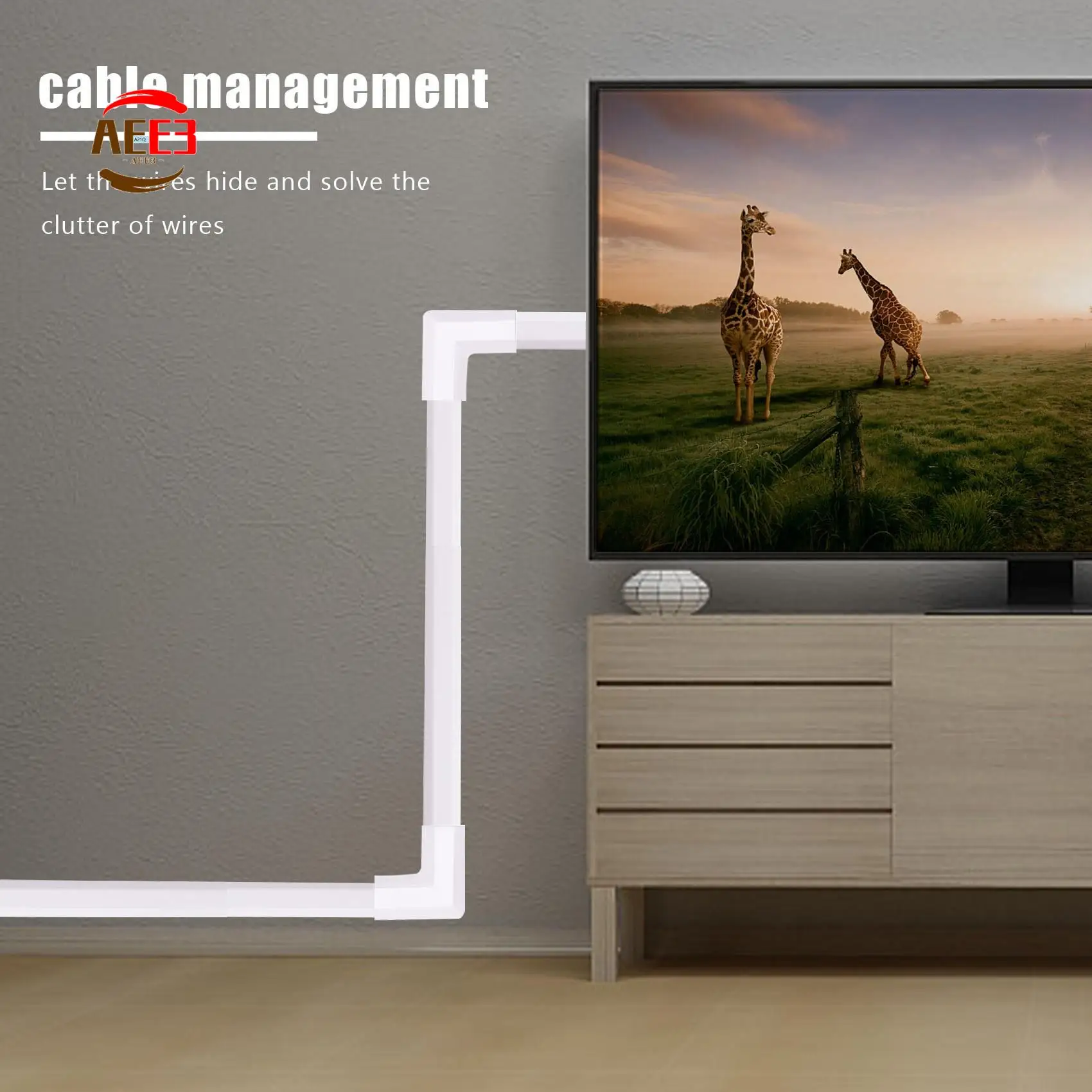 AEE3-One-Cord Channel Cable Concealer - CMC-03 Cord Cover Wall Cable Management System - 125 Inch Cable Hider Raceway Kit