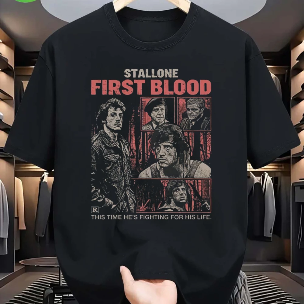 First Blood Rambo Cult Classic Movie T-Shirt Iconic Rambo John Ramsey Design Casual Tee Suitable for John Ramsey Fans
