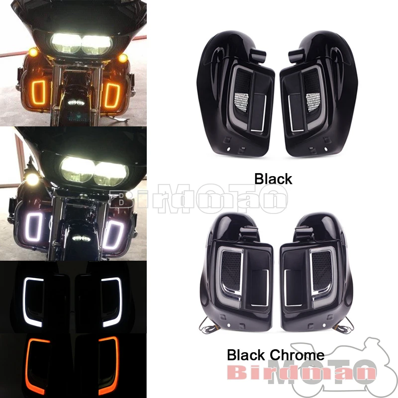 

2014-2021 For Harley Touring Trike CVO Limited Road King Motorcycle w/ LED Turn Signal Light Lower Leg Warmer Vented Fairing