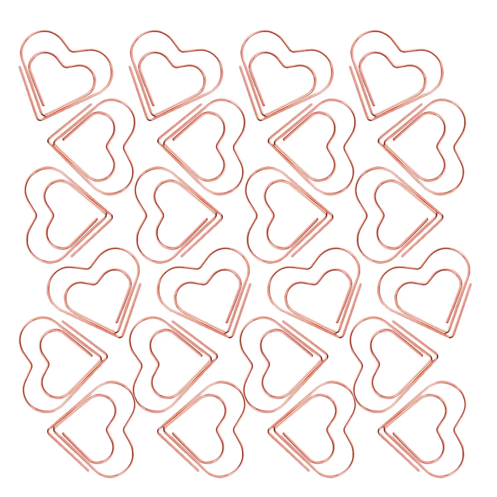 

100 Pcs Heart Shaped Paper Clips Cute Office Supplies Pink Binder Small Triangle Note Bookmark Journal Scrapbook