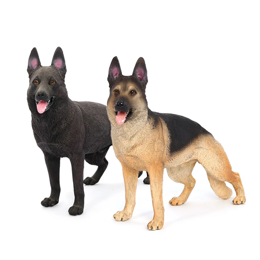 Shepherd Miniature Animal Figurine German Shepherd Puppy Realistic Domesticated Animal Replica Hand Painted Standing Dogs Model