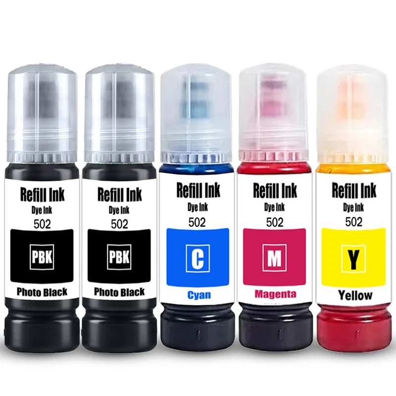 502 Dye Refill Ink Premium Quality Dye Ink For Epson ET2760 ET4760 ET3750 ET3700 ET2700 ST2000 ST3000 ST4000 STC2100 Printer