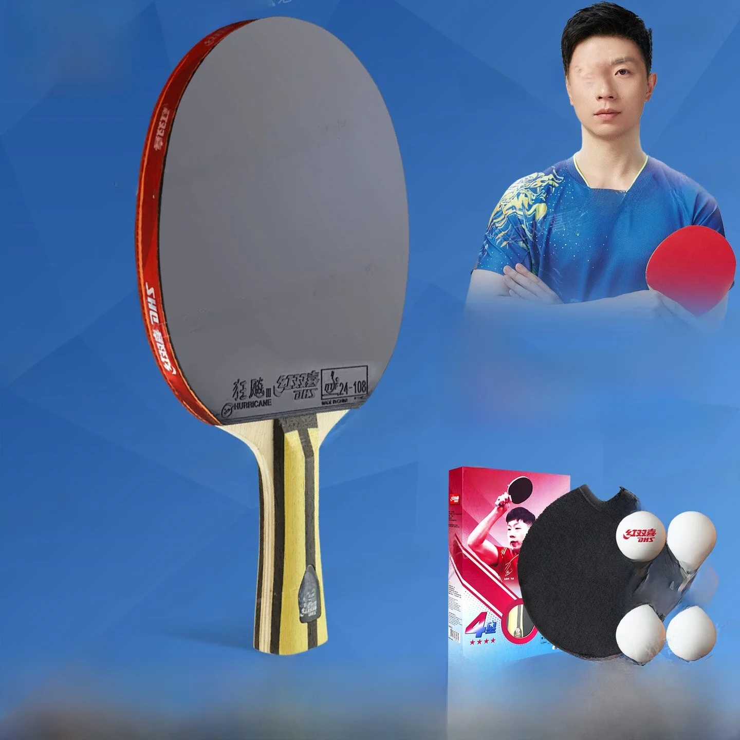 red-double-happin-3-star-4-star-table-tennis-paddle-single-profional-use-for-primary-and-secony-school-students-set
