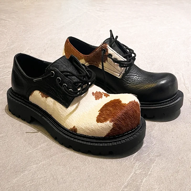 

New Women's Shoes Retro Genuine Leather Derby Shoes for Woman Fashion Britain Platform Casual Shoe Designer Shoes Zapatos Mujer