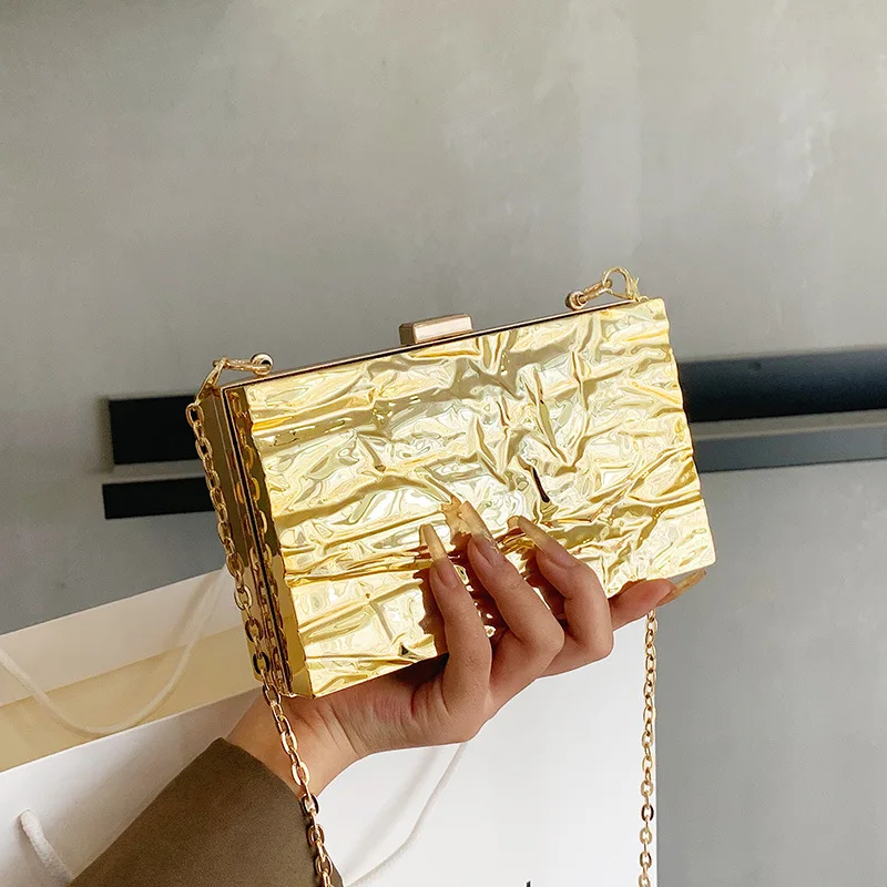 Unique Ice Crack Acrylic Box Bags Female 2022 Laser Women Pvc Chain Handbags And Purses Party Evening Shoulder Crossbody Bags