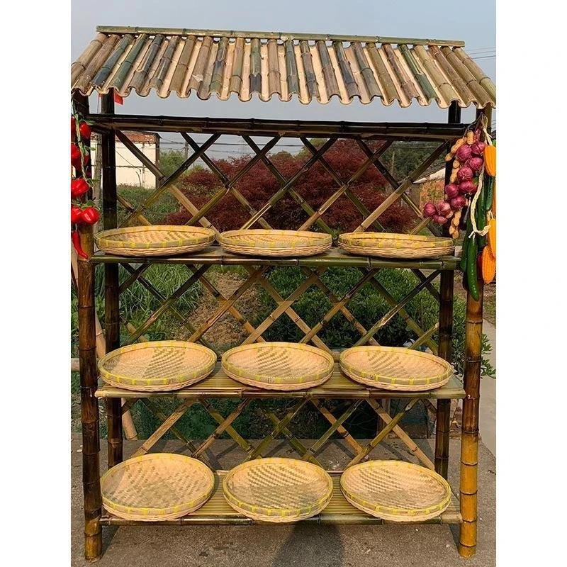 

Bamboo shelf agritainment Shelf jewelry, display stand with top decoration