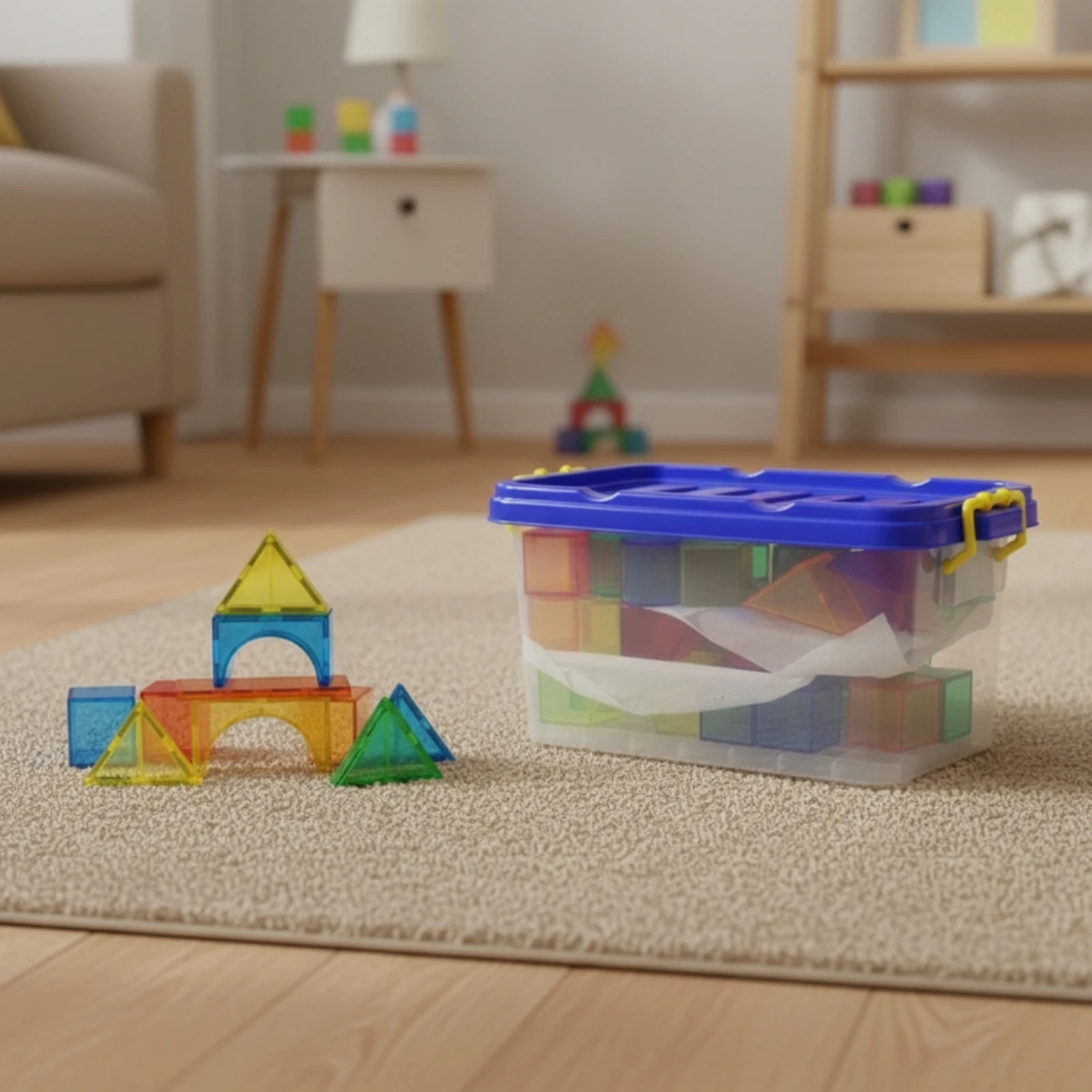 50ピースの積み木セット（収納ボックス付き）教育用積み木セット、軽量stemブロックセット（収納ボックス付き）