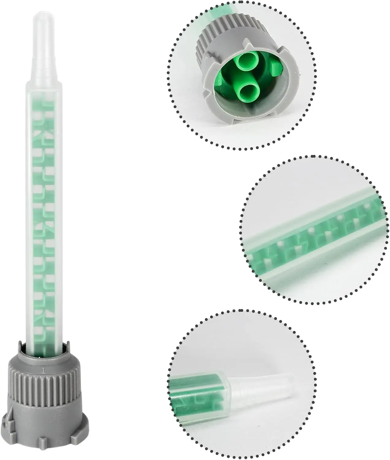 MB05-16L(1:1) AB Green Square Grey Base Mixing Nozzle for 50ml 2nd Adhesive Dual Syringe Cartridge