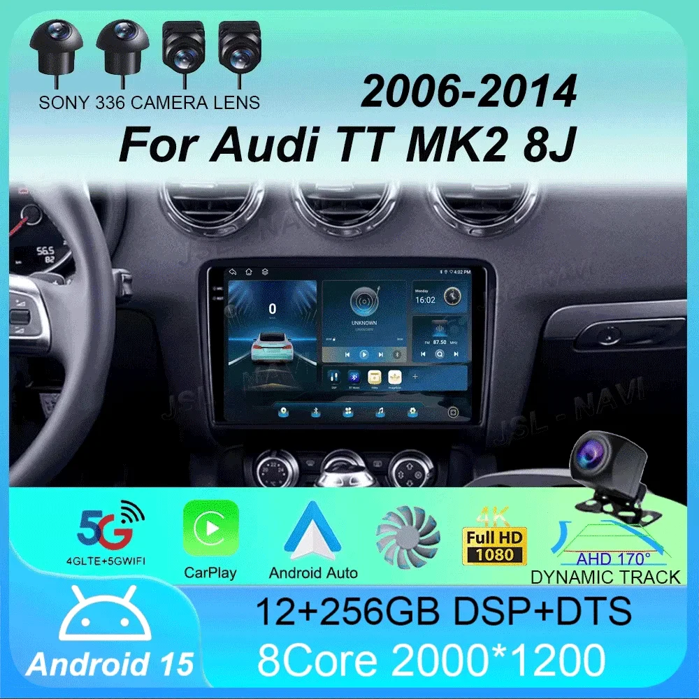 

Car Radio Android 15 Carplay Auto 2K Screen Multimedia Player For Audi TT MK2 8J 2006 - 2014 Autoradio GPS Stereo 2din Head Unit