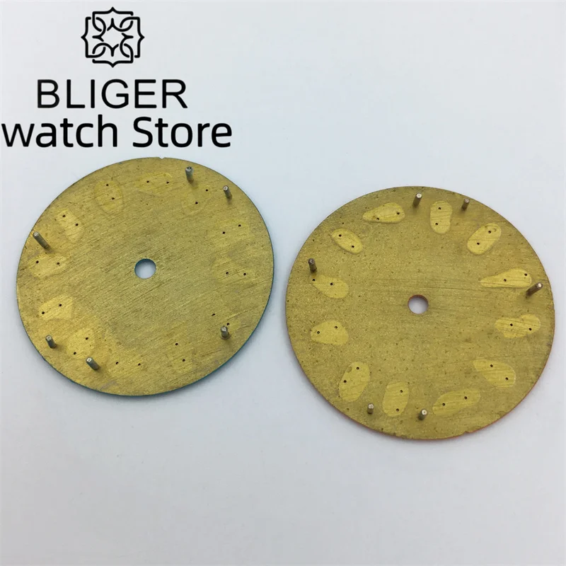 BLIGER 29mm Dial hitam hijau biru putih kuning cocok untuk NH35 NH36 ETA2824 Miyota 8215 821A DG2813 3804 hijau bercahaya