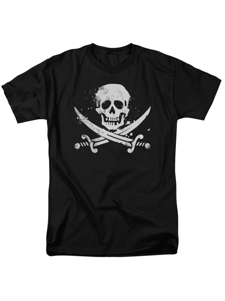 Distressed Jolly Roger Skull & Crossbones Adult T-Shirt. Summer Cotton O-Neck Short Sleeve Men\'s T Shirt New Size S-3XL