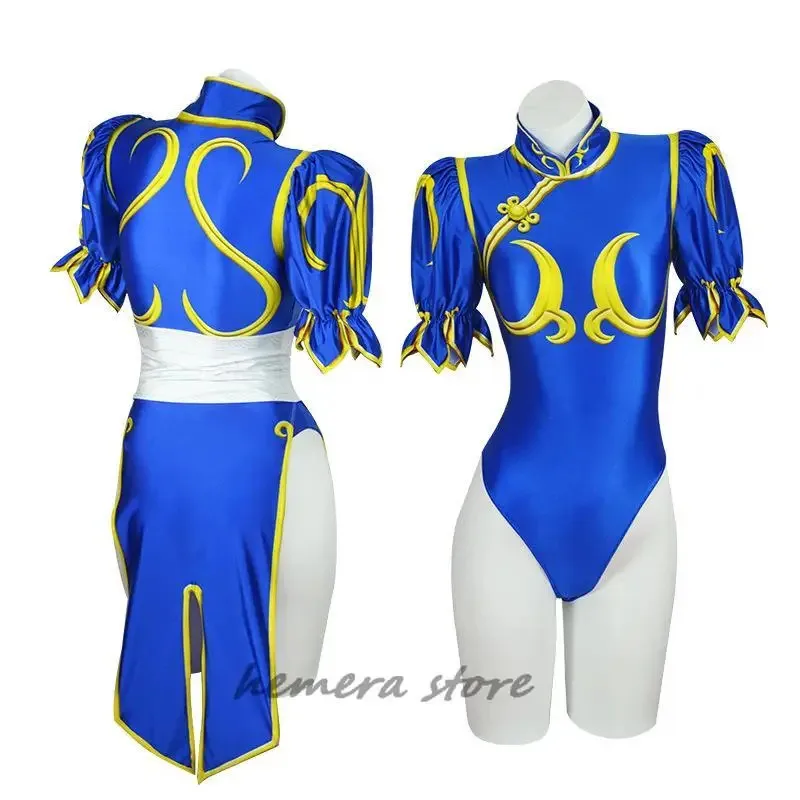 فستان تنكري من A Bear's Home Chun Li زي لعبة SF Chunli لعب الأدوار الأزرق تشيباو الزي مجموعة كاملة جاكي كونغ فو هالوو 2025 جديد