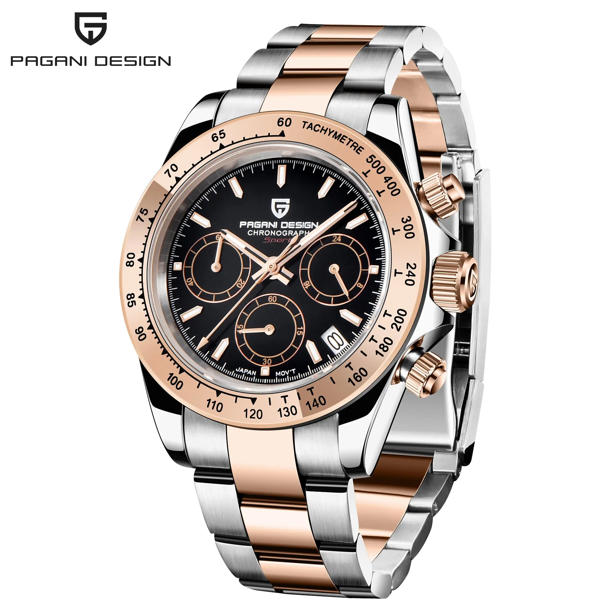 PAGANI DESIGN Men's Casual Quartz Watch 40Mm Outdoor Trendy Stainless Steel Sapphire Wear-Resistant Mirror Luminous Diving Watch image 3