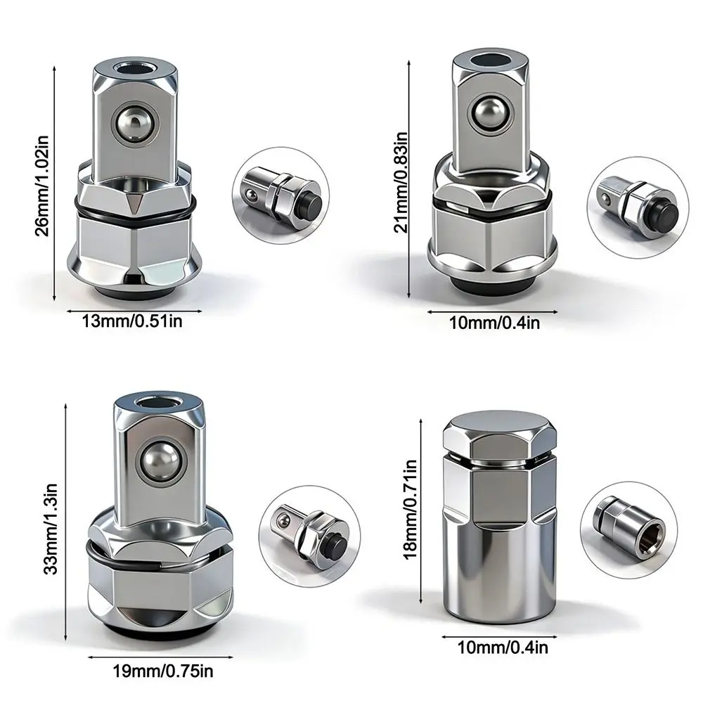 1/4" 3/8" 1/2" Ratschenadapter aus Chrom-Vanadium für Steckschlüssel – Verbindungsstück für den Haushalt – Detail 6
