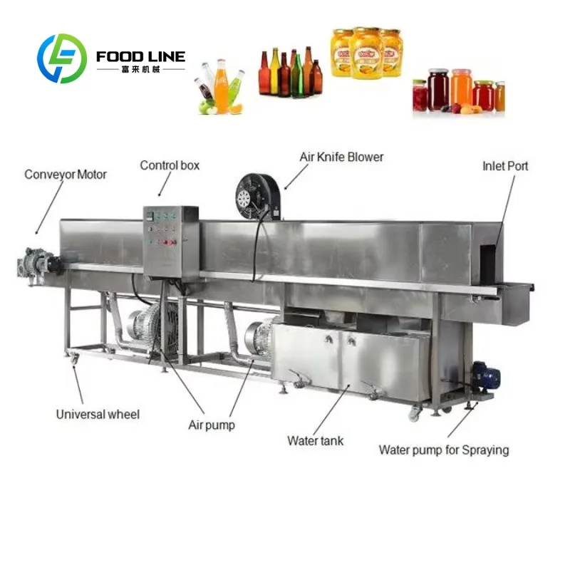 Custom Automatic Continuous Plastic or Glass Bottle/Jars High Pressure Washer Cleaner Sterilizer Pasteurizer and Dryer Machine