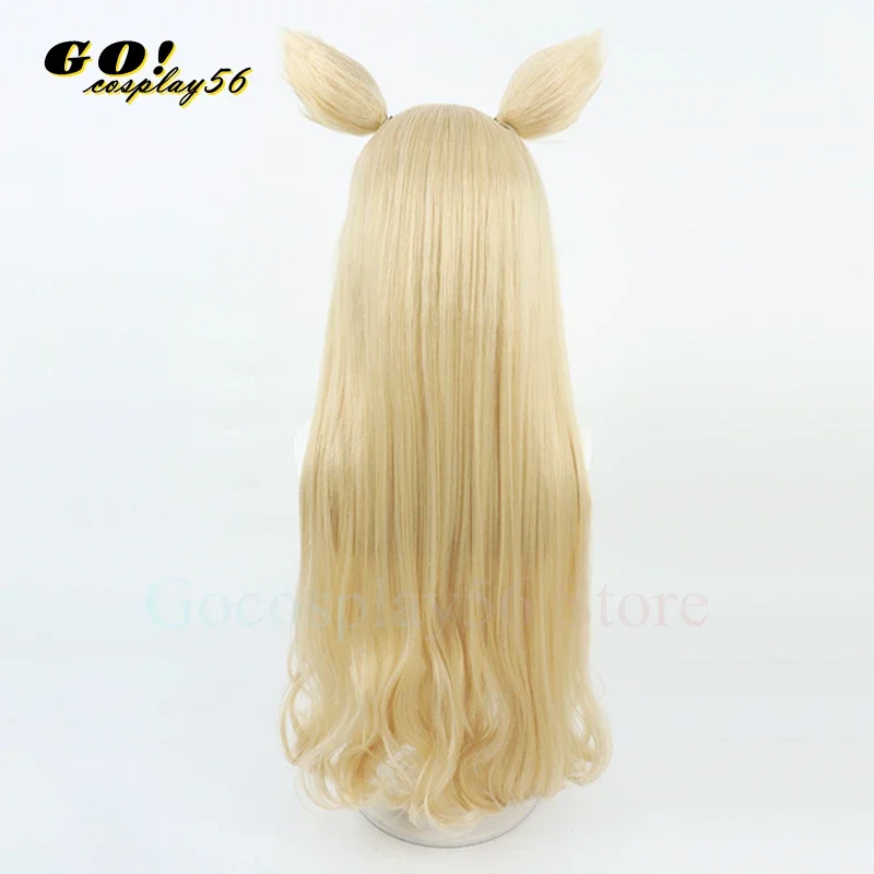 Archive Yurizono Seia Cosplay Wig Ears Tail 70cm Blonde Long Curly Synthetic Hair Game Project MX Girl Headwear