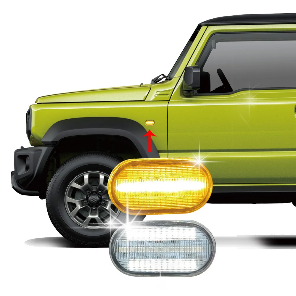 

July King Car Fender Light case for Suzuki Jimny 2019+, LED 6000K Side Daytime Running Light DRL + Streamer Yellow Turn Signals