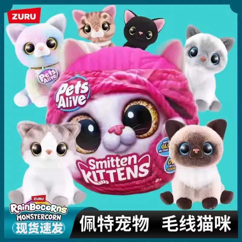 ZURU Pets Plush Cat Doll Toy Surprise Boll Alive Smitten Kittens Wool Cat Interactive Vocal Toys Surprise Gifts Mystery Box