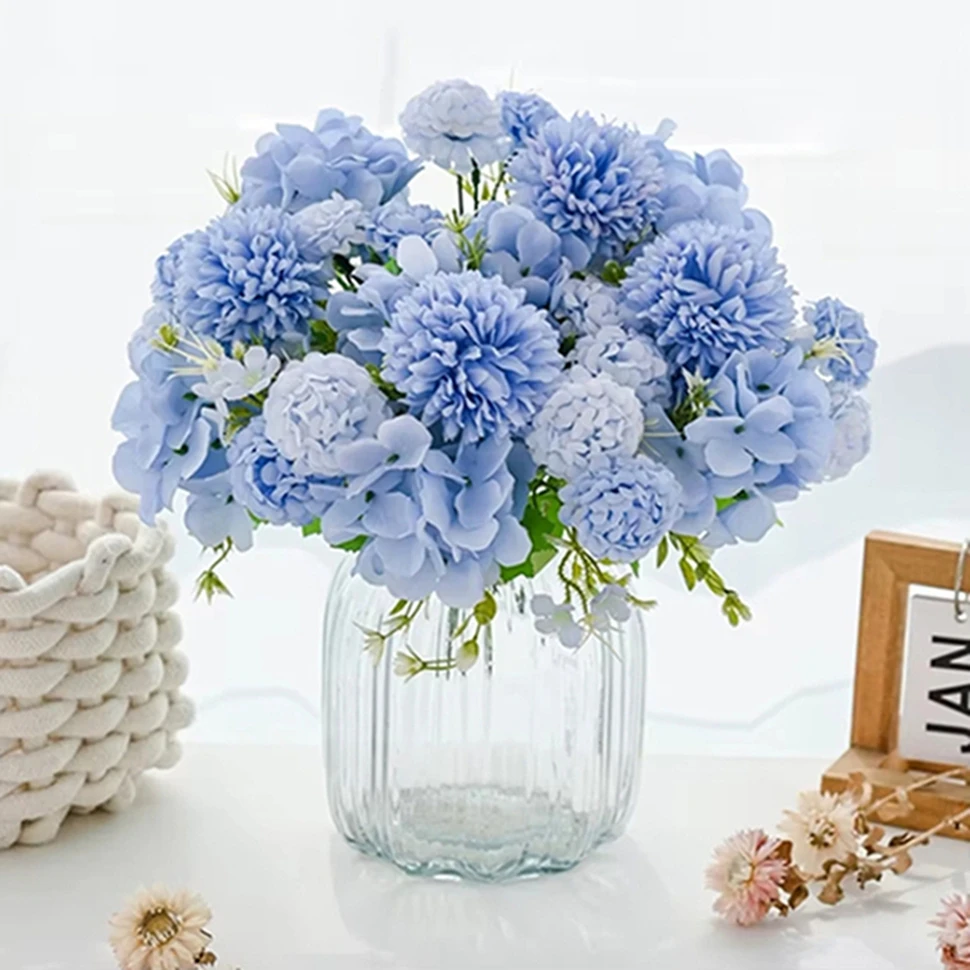 

10pcs 30Cm Artificial Flowers Silk Hydrangea Bridal Bouquets Decor Home Garden Wedding Dining Table Hot Sale Beautiful Ornaments