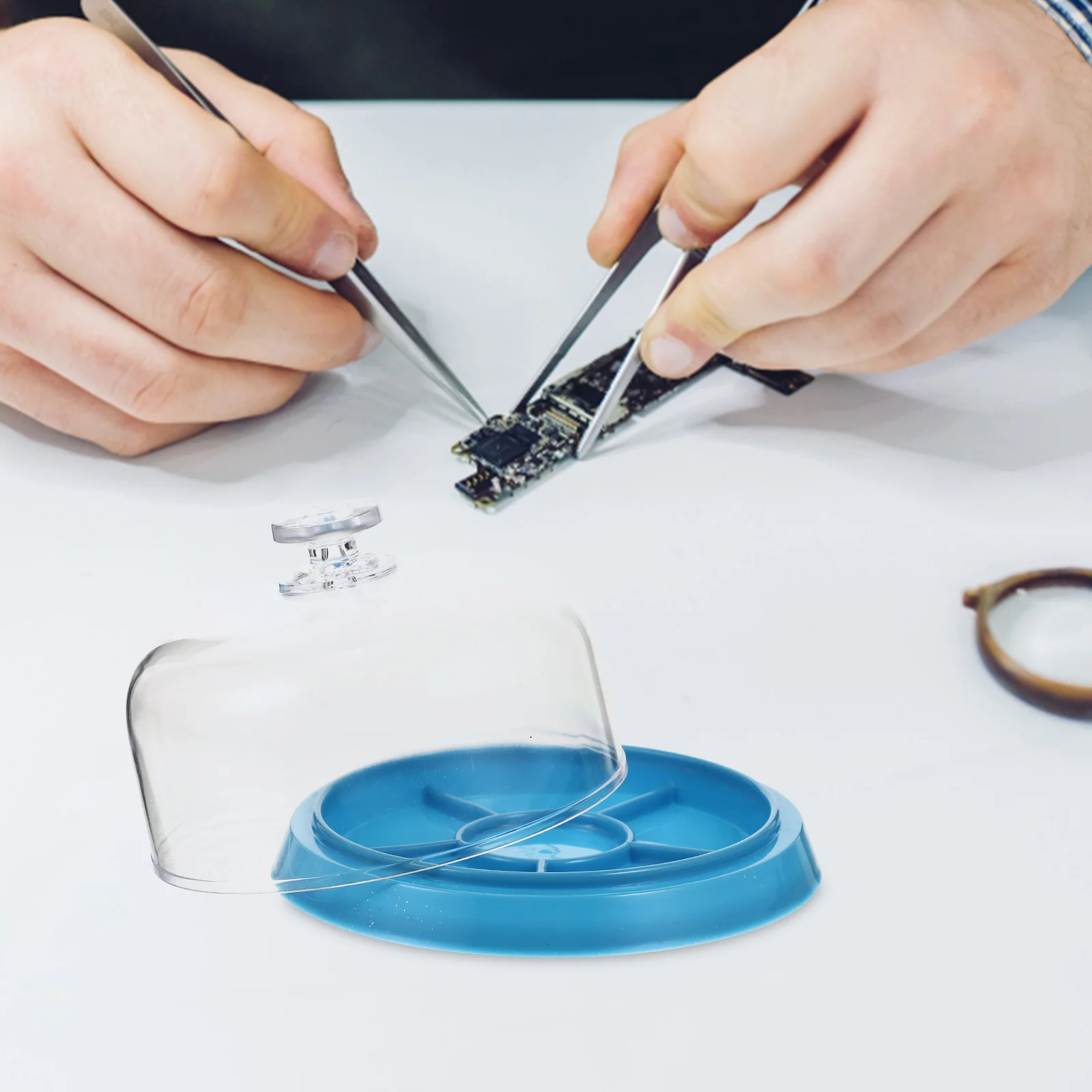 

5Pcs Watch Parts Cover Box Dust for Movement Repair Plastic Compartment Case Reusable Storage for Fine Instrument