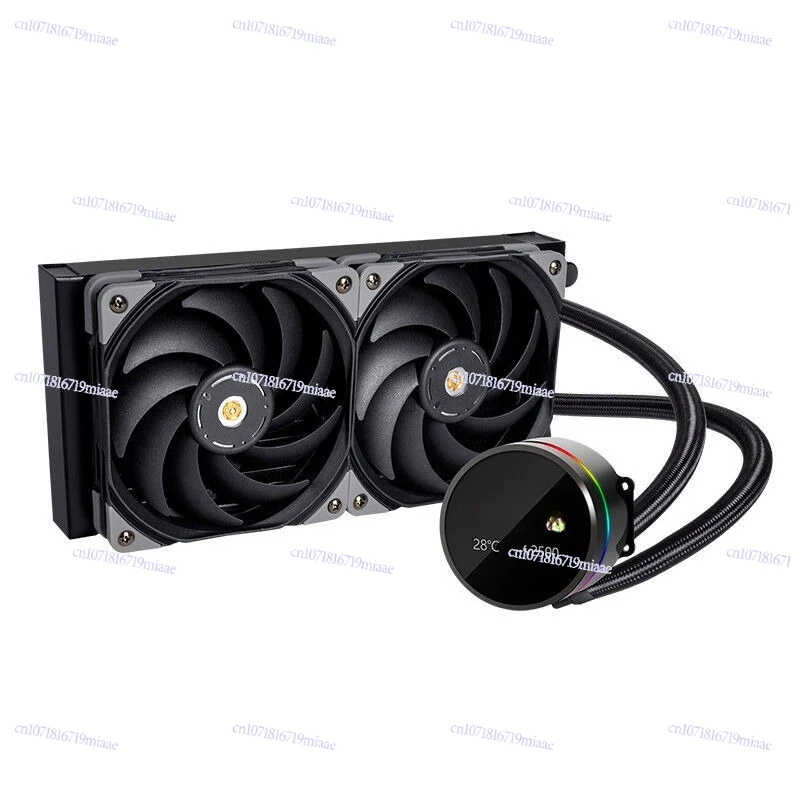 Desktop computer host integrated CPU water-cooled radiator ARGB rotating screen high-performance temperature-controlled fan